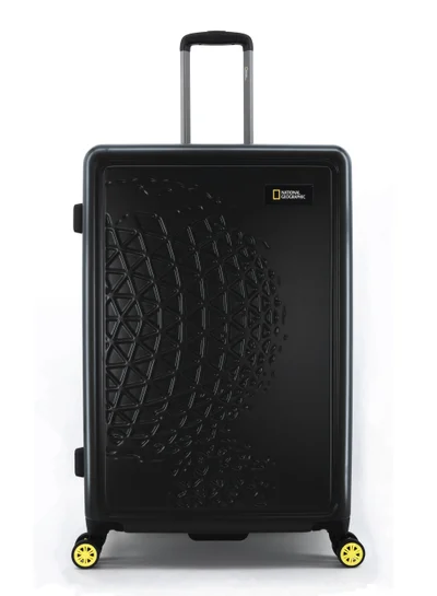 NATIONAL GEOGRAPHIC National Geographic Globe ABS Hard Shell Large Check-In Suitcase Black, Durable Lightweight Travel Luggage, 4 Double Wheel Trolley Bag with TSA Combination Lock (71cm/28 Inch).