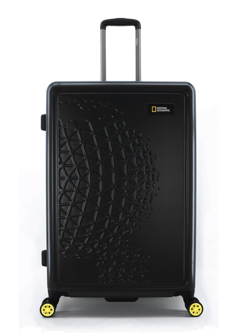 NATIONAL GEOGRAPHIC National Geographic Globe ABS Hard Shell Large Check-In Suitcase Black, Durable Lightweight Travel Luggage, 4 Double Wheel Trolley Bag with TSA Combination Lock (71cm/28 Inch).  - Image 1