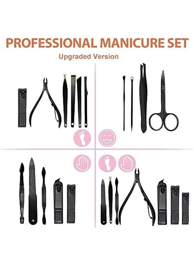 HOOKOR Manicure Set 16 in 1 Stainless Steel, Professional Manicure Kit Nail Clippers Set,Portable Travel Grooming Kit for Men and Women with Brown Leather Travel Case (23-2) - Image 2