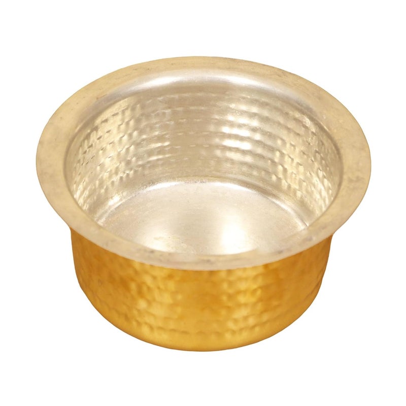 Putrika Brass Utensil Hammered Vadi Chatti with TIN CoatingTopeKitchenWarecookwareBrass PathiramPatilasTapeliPeetalSarva SattiBhagoni SetHammered Vadi Chatti Size 7 - Image 2