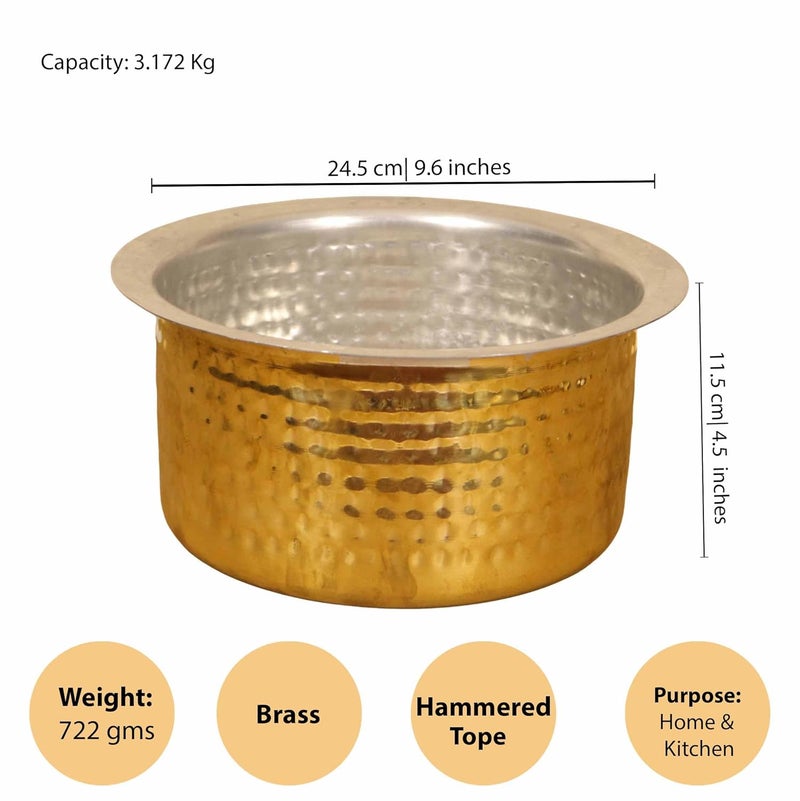 Putrika Brass Utensil Hammered Vadi Chatti with TIN CoatingTopeKitchenWarecookwareBrass PathiramPatilasTapeliPeetalSarva SattiBhagoni SetHammered Vadi Chatti Size 7 - Image 5