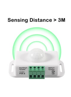 Excefore DC 12V 24V PIR Sensor LED Motion Sensor Switch, 2 Pcs Body Infrared Sensing Detector, for Timer Function Automatic Sign Control PIR Controller LED Light Strips (White)  - Image 3