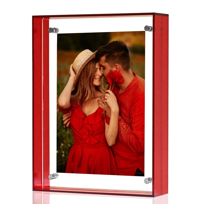 MFoffice 5x7 Picture Frame - Stunning Color Acrylic Photo Frames - Use as 5x7  5x5  4x6 Picture Frame and Acrylic Decorative Tray - Horizontal and Vertical Formats for Tabletop Display  Red  1Pack - Image 1