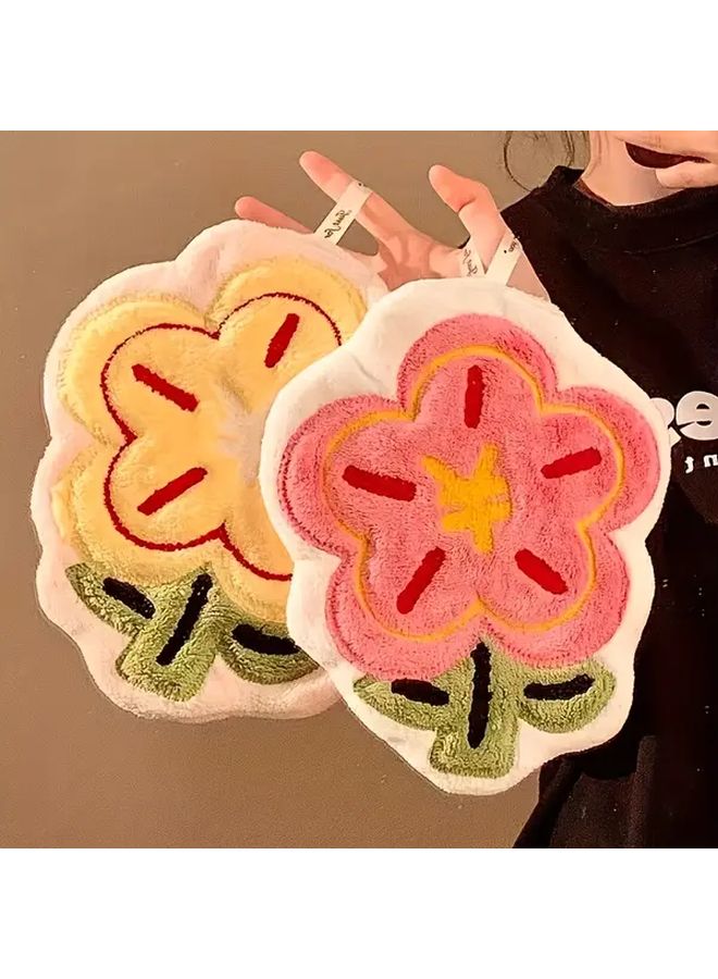 6pcs Flower Kitchen Towels Soft Microfiber Absorbent For Kitchen Bathroom Mix Colors - Image 4