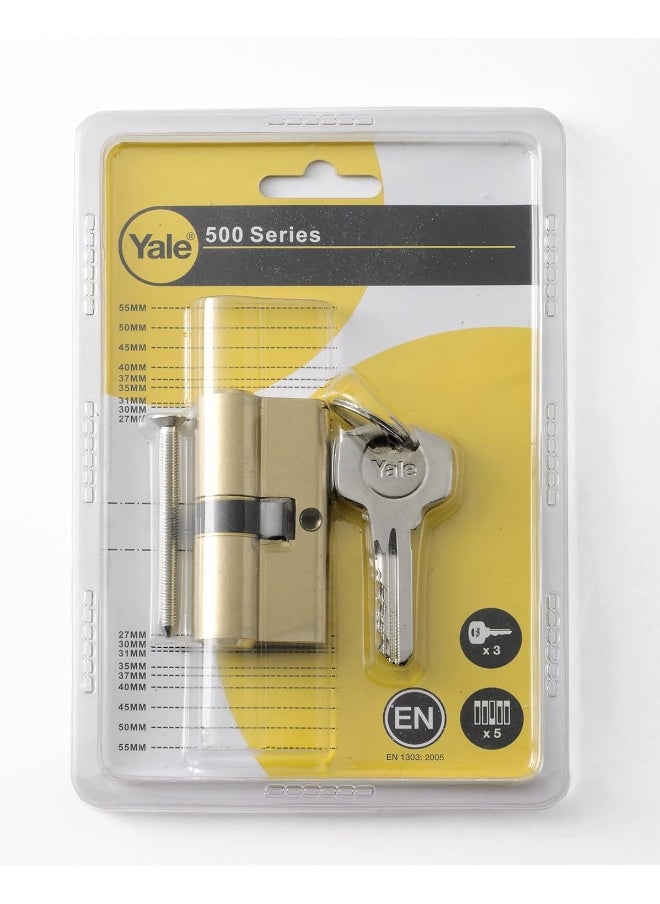 Yale 500 Series Double Euro Profile Cylinder 30+30 Polished Brass  - Image 1