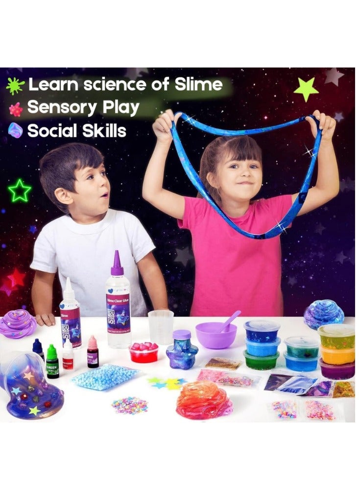 Mumfactory Galaxy Slime Kit for Kids – Glow in the Dark Slime Making Set - Image 3