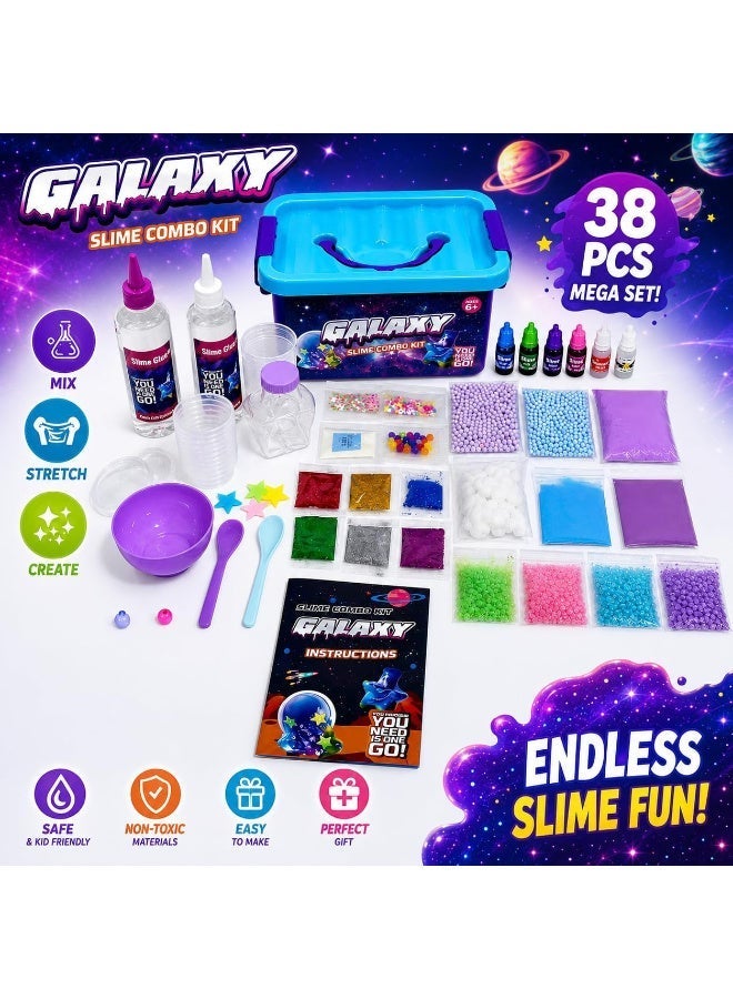 Mumfactory Galaxy Slime Kit for Kids – Glow in the Dark Slime Making Set - Image 3