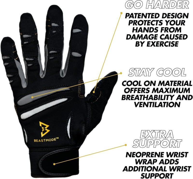 Bionic Men's Beastmode Full Finger Gym Workout Gloves - Image 2