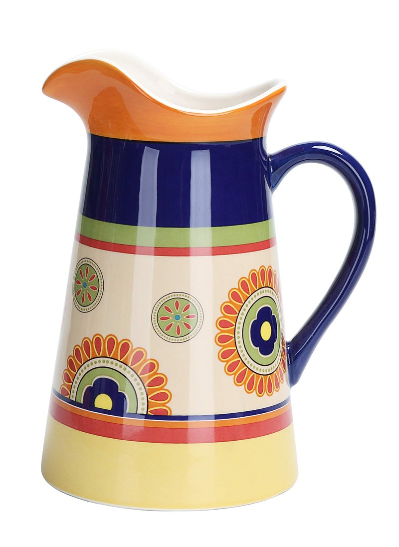 Bico Bico Tunisian Ceramic 25 Quarts Pitcher with Handle Decorative Vase for Flower Arrangements Dishwasher Safe 