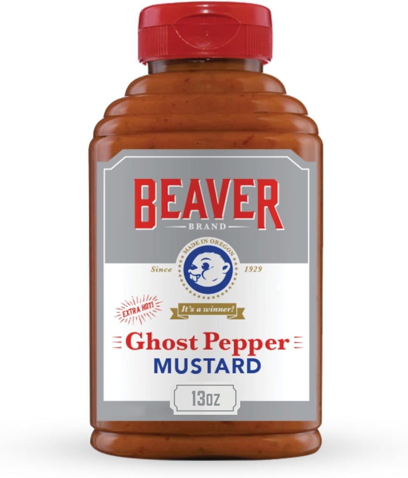 Beaver Extra Hot Ghost Pepper Mustard, 13 oz squeeze bottle - Image 1