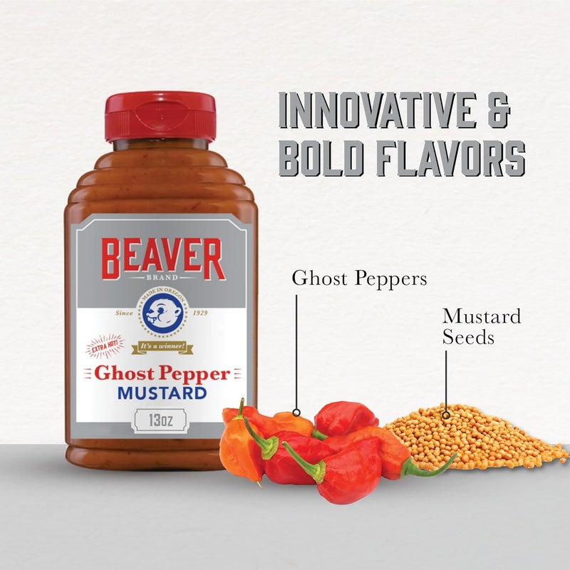 Beaver Extra Hot Ghost Pepper Mustard, 13 oz squeeze bottle - Image 2
