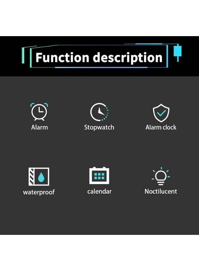 ساعة رياضية - ساعة متعددة الوظائف مقاومة للماء حتى 30 مترًا مع إضاءة، مضادة للصدمات، مؤقت رياضي، منبه للكبار والأطفال - Image 3