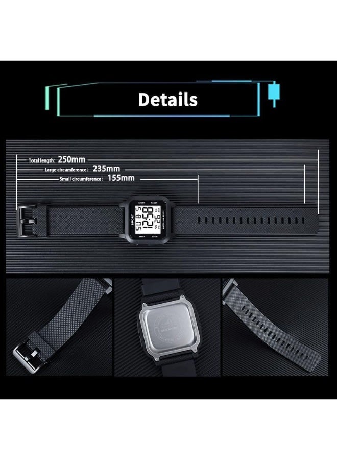 ساعة رياضية - ساعة متعددة الوظائف مقاومة للماء حتى 30 مترًا مع إضاءة، مضادة للصدمات، مؤقت رياضي، منبه للكبار والأطفال - Image 4