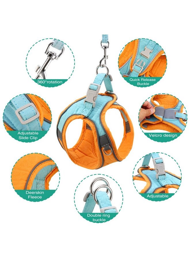 ORIA Pet Harness, Dog Harness, Cat Harness and Leash Set, Breathable Pet Vest, Reflective Strips Jacket for Small Kitten, Puppy, Rabbit, Orange and Blue, XXS - Image 4
