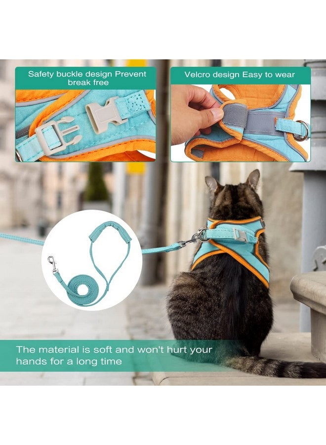 ORIA Pet Harness, Dog Harness, Cat Harness and Leash Set, Breathable Pet Vest, Reflective Strips Jacket for Small Kitten, Puppy, Rabbit, Orange and Blue, XXS - Image 5