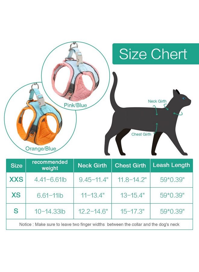 ORIA Pet Harness, Dog Harness, Cat Harness and Leash Set, Breathable Pet Vest, Reflective Strips Jacket for Small Kitten, Puppy, Rabbit, Orange and Blue, XXS - Image 2