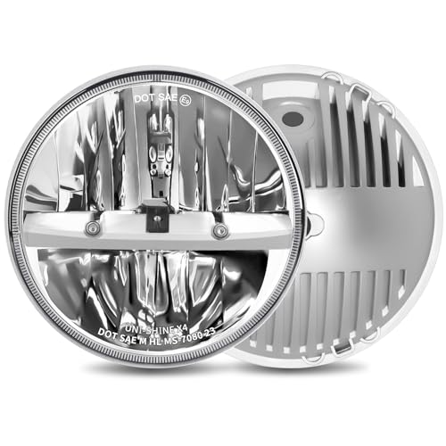 UNI-SHINE UNISHINE 2PCS Chrome 7 Inch LED Headlights DOT Approved HiLo Beam Compatible with Jeep Wrangler Chevy and Miata Plug and Play - Image 1