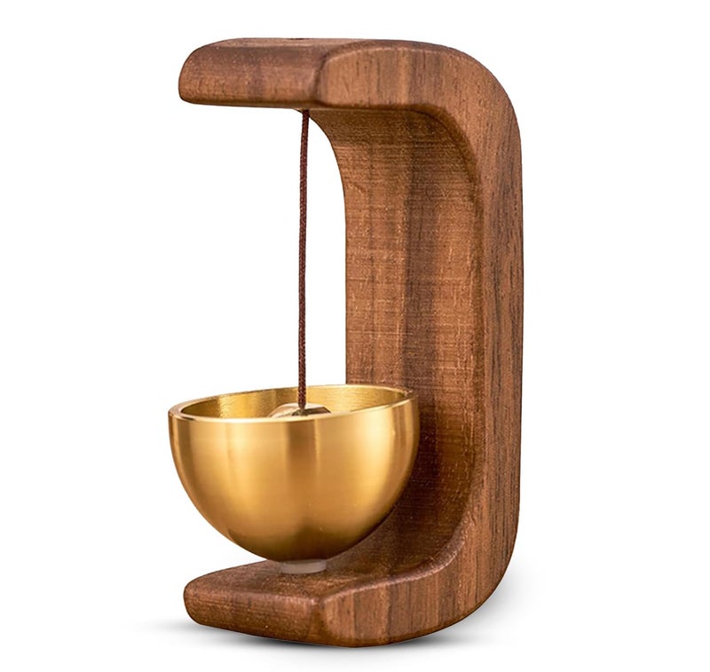 PANCA Magnetic Wooden Table Bell with Brass Bowl – Elegant Minimalist Door Bell for Home, Office, Meditation, Desk Décor, Mindfulness Ritual, Entry Alert & Spiritual Gift - Image 1