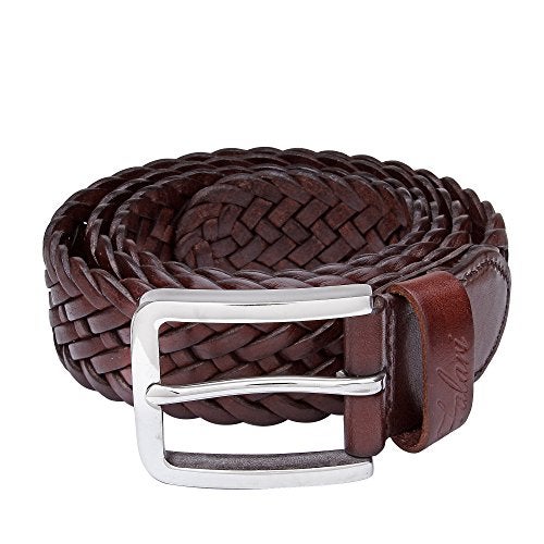 Falari Men's Braided Belt 100% Genuine Leather Brown 38-40 9007-RBN-L - Image 2