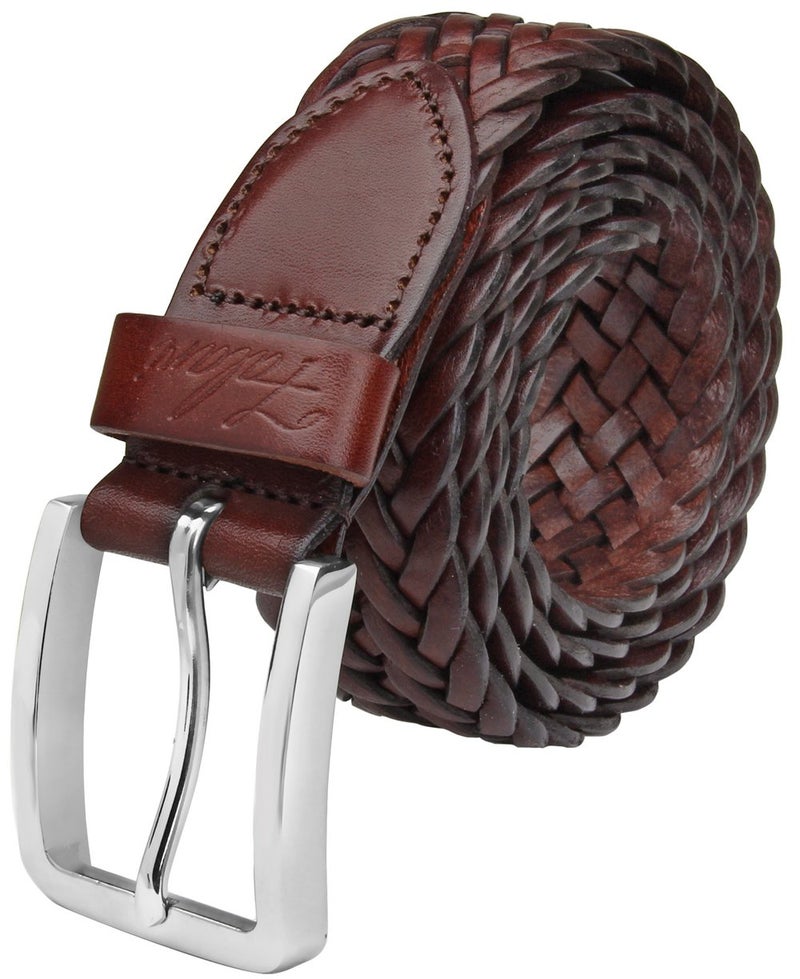 Falari Men's Braided Belt 100% Genuine Leather Brown 38-40 9007-RBN-L - Image 1