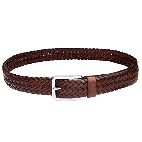 Falari Men's Braided Belt 100% Genuine Leather Brown 38-40 9007-RBN-L - Image 3