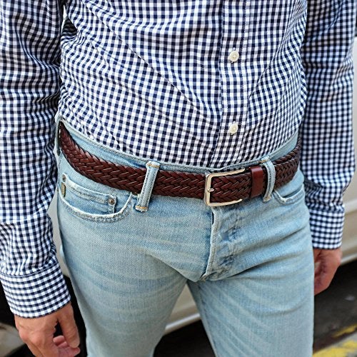 Falari Men's Braided Belt 100% Genuine Leather Brown 38-40 9007-RBN-L - Image 5