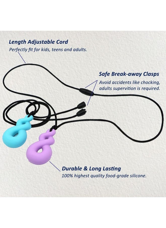MaberryTech Direct - Chew Necklace for Boys and Girls, Silicone Chew Toys for Kids Teardrop Twist Pendants, Chewy Necklace Sensory for Autism or Oral Motor Special Needs BPA Free - 4 PCS Set - Image 1