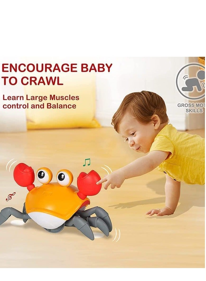 يونسي لعبة السلطعون الزاحف للأطفال - هدية لعبة وقت البطن للأولاد والبنات من 3 إلى 12 شهرًا مع نظام تعلم الزحف وموسيقى للأطفال من 0 إلى 36 شهرًا، هدية عيد ميلاد للأطفال الذين يمشون. - Image 2