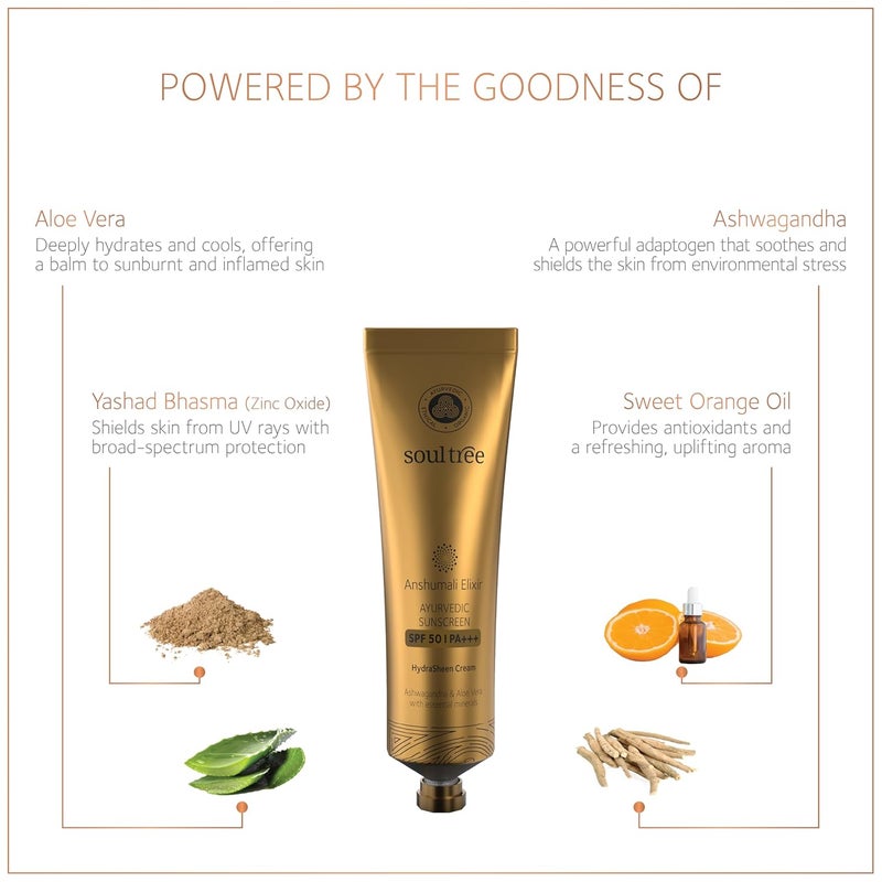 SoulTree Anshumali Elixir Ayurvedic Sunscreen SPF 50 PA 50gm - Image 2