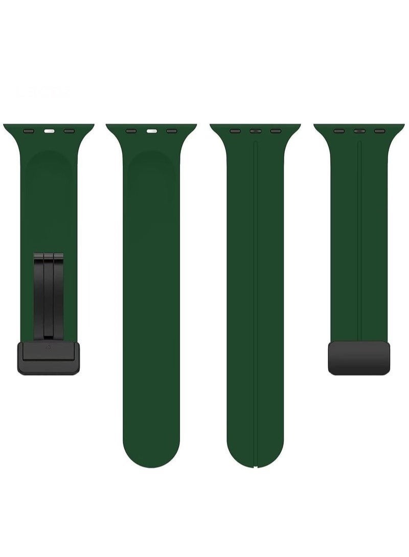 High Quality Silicone Band iWatch Sports Strap with Magnetic Lock for Apple Watch 44mm 45mm and Ultra 49mm 8 SE 7 6 5 Green - Image 5