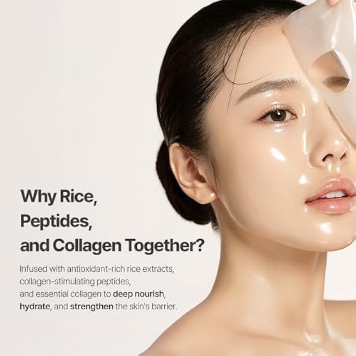 NACIFIC Rice Pepta Collagen Gel Face Mask (Rice Peptide) 4EA Set, Hydrogel Care for All Skin Types, Hydrating, Firming, Elasticity, Glass Glow Skin, Korean Beauty, Christmas Gifts for Women - Image 3