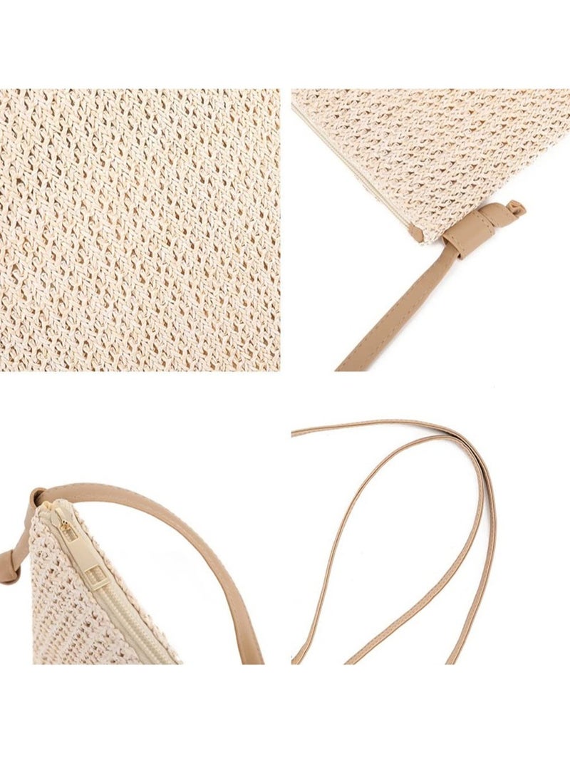 Loquat Straw Shoulder Bag Straw Clutch Straw Crossbody Bag Casual Summer Beach Straw Handmade Bag for Women Envelope Purse Wallet  - Image 4