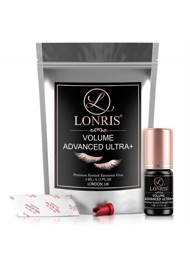 LONRIS 7-8 Weeks Retention/Eyelash Extension Glue Volume Advanced Ultra+ LONRIS Lash 5 ml/1-2 Sec Drying time/Maximum Bonding/Semi-Permanent Extensions Supplies/Professional Use Only Black Adhesive - Image 4