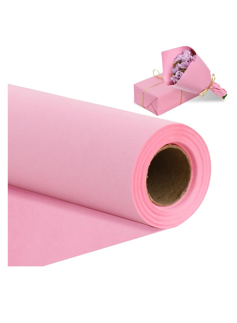 Kraft Gift Wrapping Paper Roll Pink 78.7cm x 5m - Image 1