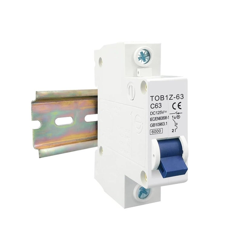 TOB1Z 63 C63 40A قاطع دائرة تيار مستمر 125 فولت سعة قطع 6000 أمبير قطب واحد تركيب على سكة DIN - Image 4