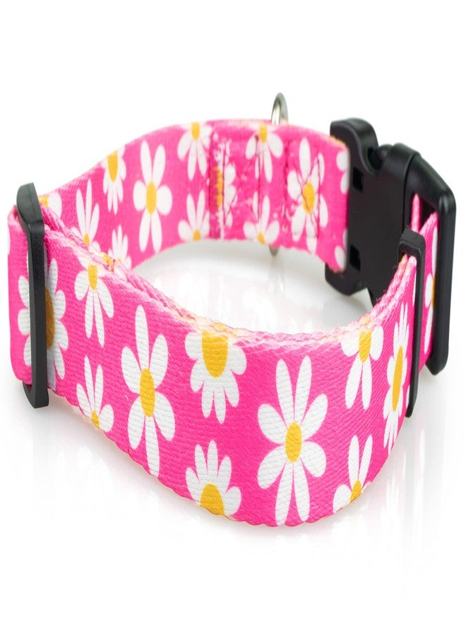 Limeloot Pink Daisy Dog Collar, Spring Summer Dog Collar for Female Dogs, Medium - Image 3