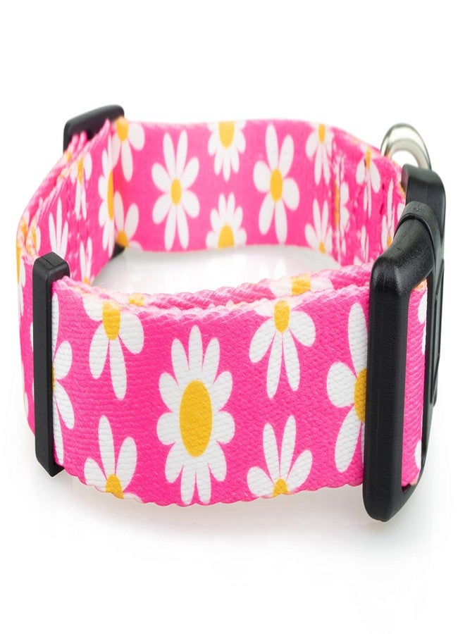 Limeloot Pink Daisy Dog Collar, Spring Summer Dog Collar for Female Dogs, Medium - Image 4