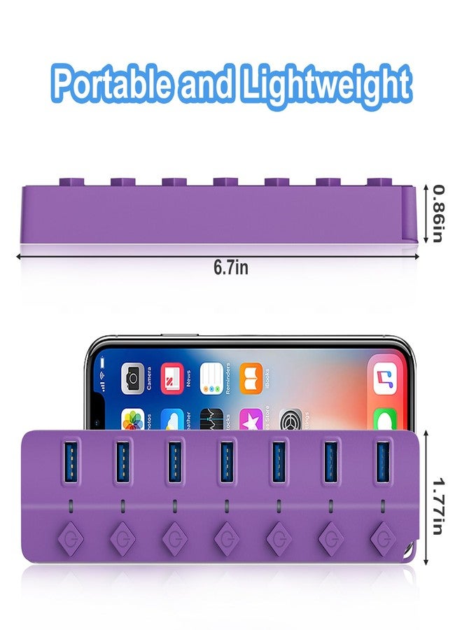 ONFINIO USB Hub 3.0, 7-Port USB Hub Splitter with Individual On/Off Switches and Lights, 3.2ft/1m Long Cable Compatible with MacBook, Laptop, Surface Pro, PS4, PC, Flash Drive, Mobile HDD-Purple - Image 5