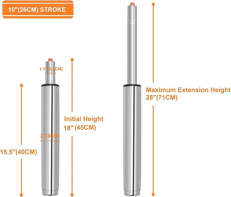 McDooFly Drafting Stool Bar Stool Gas Lift Cylinder Replacement Part,Tall Heavy Duty Hydraulic Pneumatic Piston for Drafting Chair(Size:18”- 28” Long) - Image 1