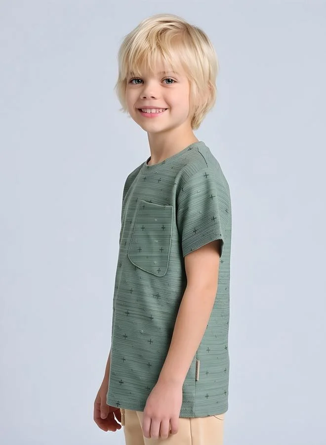 Take Two Boys Textured Printed T-Shirt By Juniorloom