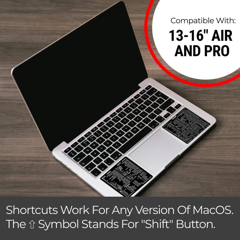 SYNERLOGIC Mac OS (M/Intel) + Word/Excel (for Mac) Quick Reference Keyboard Shortcut Stickers - for MacBook Air/Pro/iMac/Mac/mini (Black) - Image 4