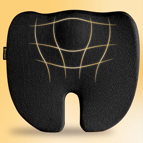 betterhood PosturePro Coccyx Seat Cushion for Tailbone Pain Relief, Anti Slip Orthopedic Ergonomic Office Chair Memory Foam Sitting Pillow for Sciatica Pain Relief, Cotton Cover (Large - Black) - Image 2