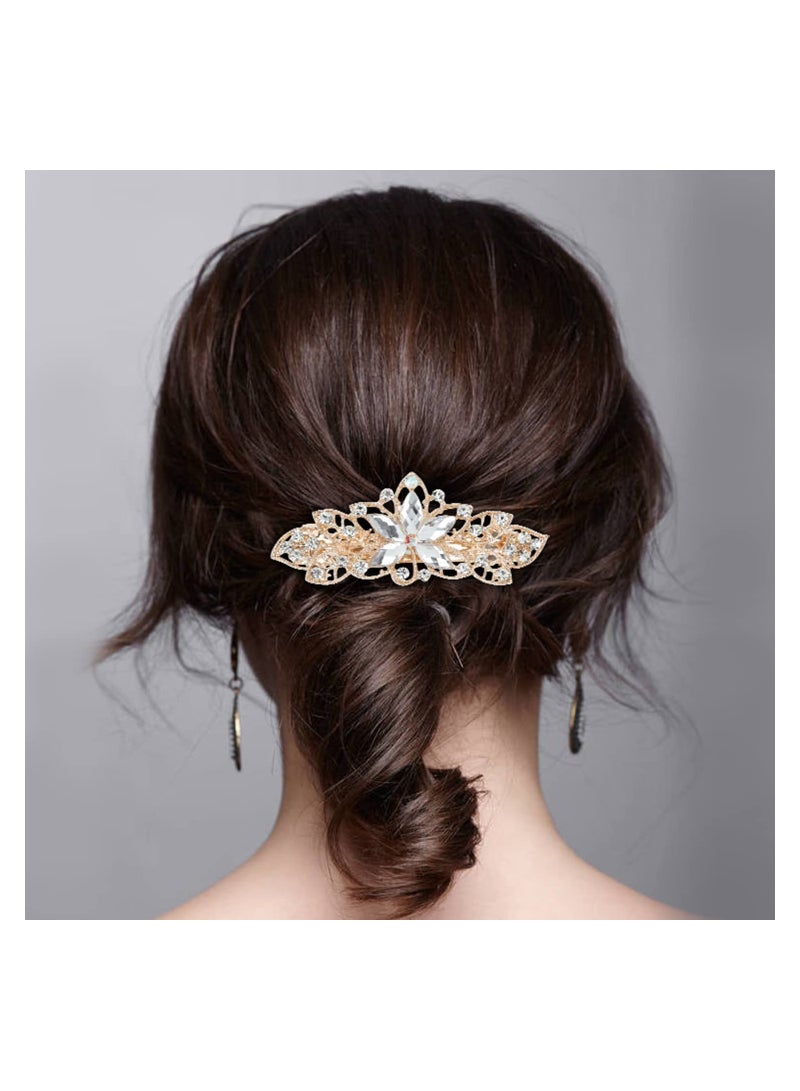 Excefore Metal Hair Clips 6 Pack Fancy Delicate Jeweled Gems Rhinestone Sparkly Glitter Flower French Barrette Metal Hair Clips Bun Chignon Twist Hairpins Ponytail Holder Headpiece Accessories for Women Girl - Image 4