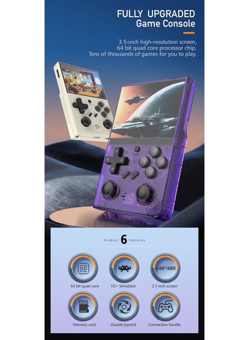 RS35 plus Handheld Game Console – 3.5" IPS Screen Linux EmuELEC System Retro Game Player with 20000+ Classic Games 64G TF Card (White)  - Image 4