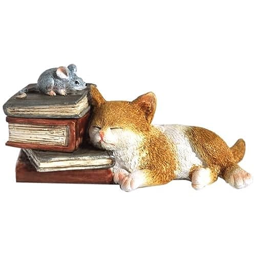 Top Collection Enchanted Story Garden Kitten Napping on Books Trinket Box and Ring Holder Outdoor Decor - Image 1