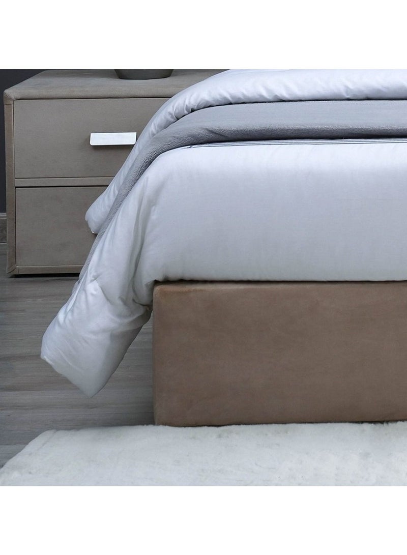 KARNAK Estorn Upholstered Velvet Bed Frame Bedroom Furniture Strong And Sturdy Modern Design Wooden Bed | Quiet & Comfortable Bed Super King 200x200cm Beige - Image 5