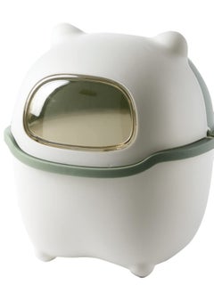 Excefore Mini Ninja Desktop Flip Trash Can, Cute Small Waste Basket with Lid - Suitable for Bathrooms, Kitchens, Offices, and Dressing Tables - Green.  - Image 1