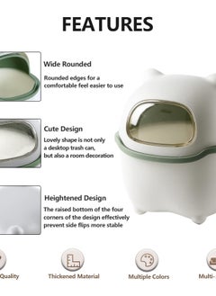 Excefore Mini Ninja Desktop Flip Trash Can, Cute Small Waste Basket with Lid - Suitable for Bathrooms, Kitchens, Offices, and Dressing Tables - Green.  - Image 3