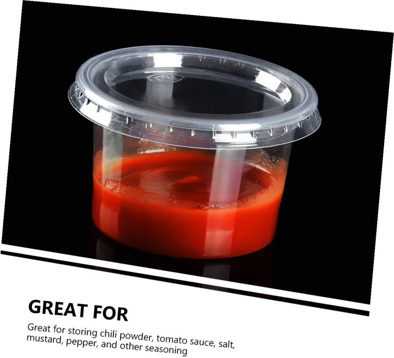 100pcs 100ml Sauce Cups with Lids Portable Condiment Containers for Takeaway and Home Use Souffle Dipping Sauce Bowls - Image 3