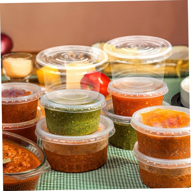 100pcs 100ml Sauce Cups with Lids Portable Condiment Containers for Takeaway and Home Use Souffle Dipping Sauce Bowls - Image 4